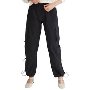 Aéropostale Parachute Cargo Pants Size Small (2–4) Black Y2K Adjustable Utility